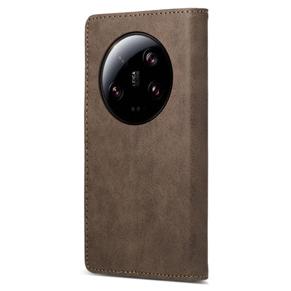 DF-05 RFID Blocking Phone Case For Xiaomi 13 Ultra , Wallet PU Leather Coated Matte TPU Stand Cover