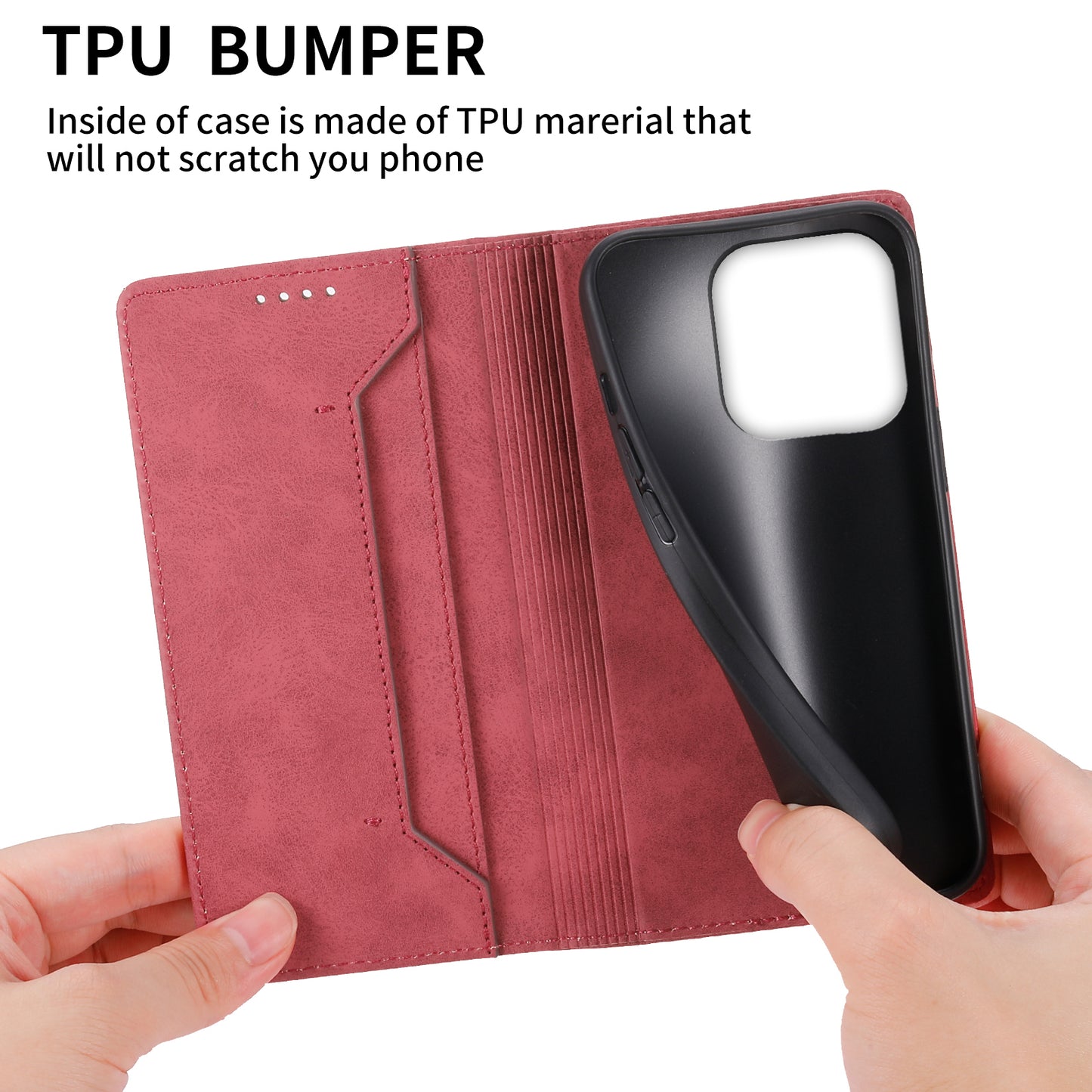 DF-05 PU Leather+TPU Stand Case For Xiaomi Redmi 12C 4G , Wallet PU Leather RFID Blocking Phone Shell