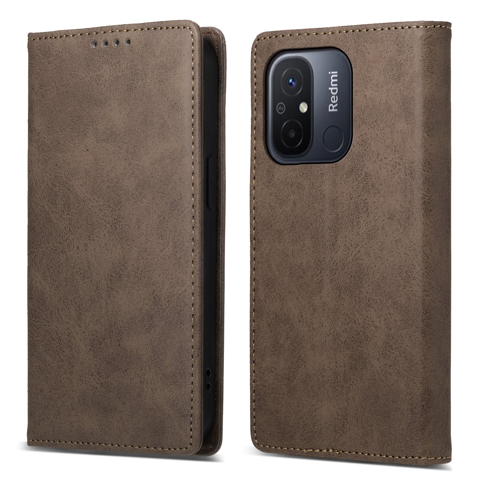 DF-05 PU Leather+TPU Stand Case For Xiaomi Redmi 12C 4G , Wallet PU Leather RFID Blocking Phone Shell