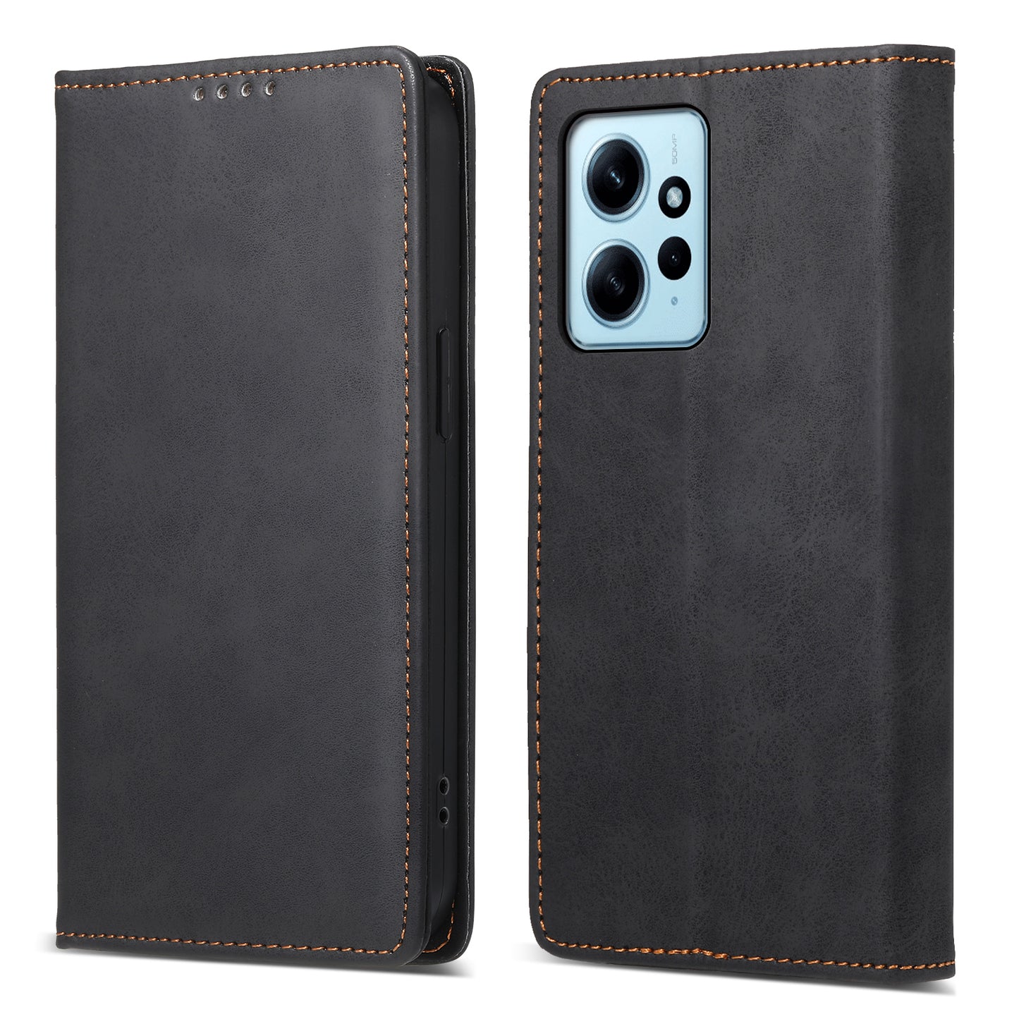 DF-05 Cell Phone Case for Xiaomi Redmi Note 12 4G , Dustproof PU Leather Stand Cover RFID Blocking Wallet