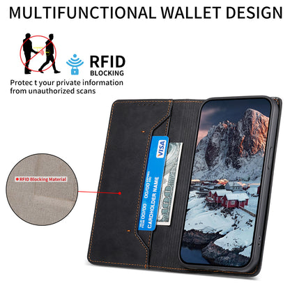 DF-05 Cell Phone Case for Xiaomi Redmi Note 12 4G , Dustproof PU Leather Stand Cover RFID Blocking Wallet