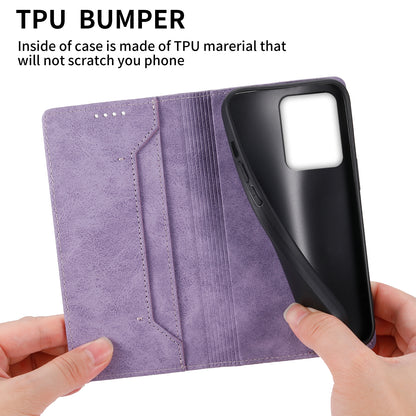 DF-05 Cell Phone Case for Xiaomi Redmi Note 12 4G , Dustproof PU Leather Stand Cover RFID Blocking Wallet