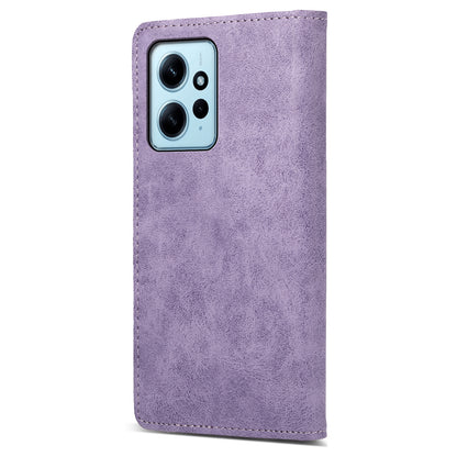 DF-05 Cell Phone Case for Xiaomi Redmi Note 12 4G , Dustproof PU Leather Stand Cover RFID Blocking Wallet