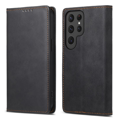 DF-05 Business Phone Case for Samsung Galaxy S23 Ultra , RFID Blocking Wallet PU Leather Stand Cover