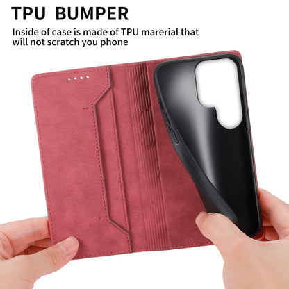 DF-05 Business Phone Case for Samsung Galaxy S23 Ultra , RFID Blocking Wallet PU Leather Stand Cover