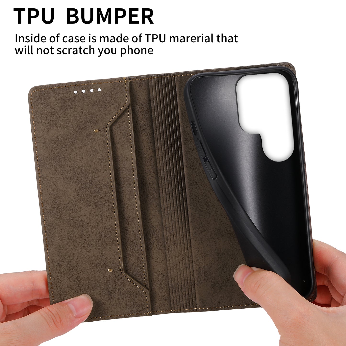 DF-05 Business Phone Case for Samsung Galaxy S23 Ultra , RFID Blocking Wallet PU Leather Stand Cover