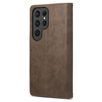 DF-05 Business Phone Case for Samsung Galaxy S23 Ultra , RFID Blocking Wallet PU Leather Stand Cover