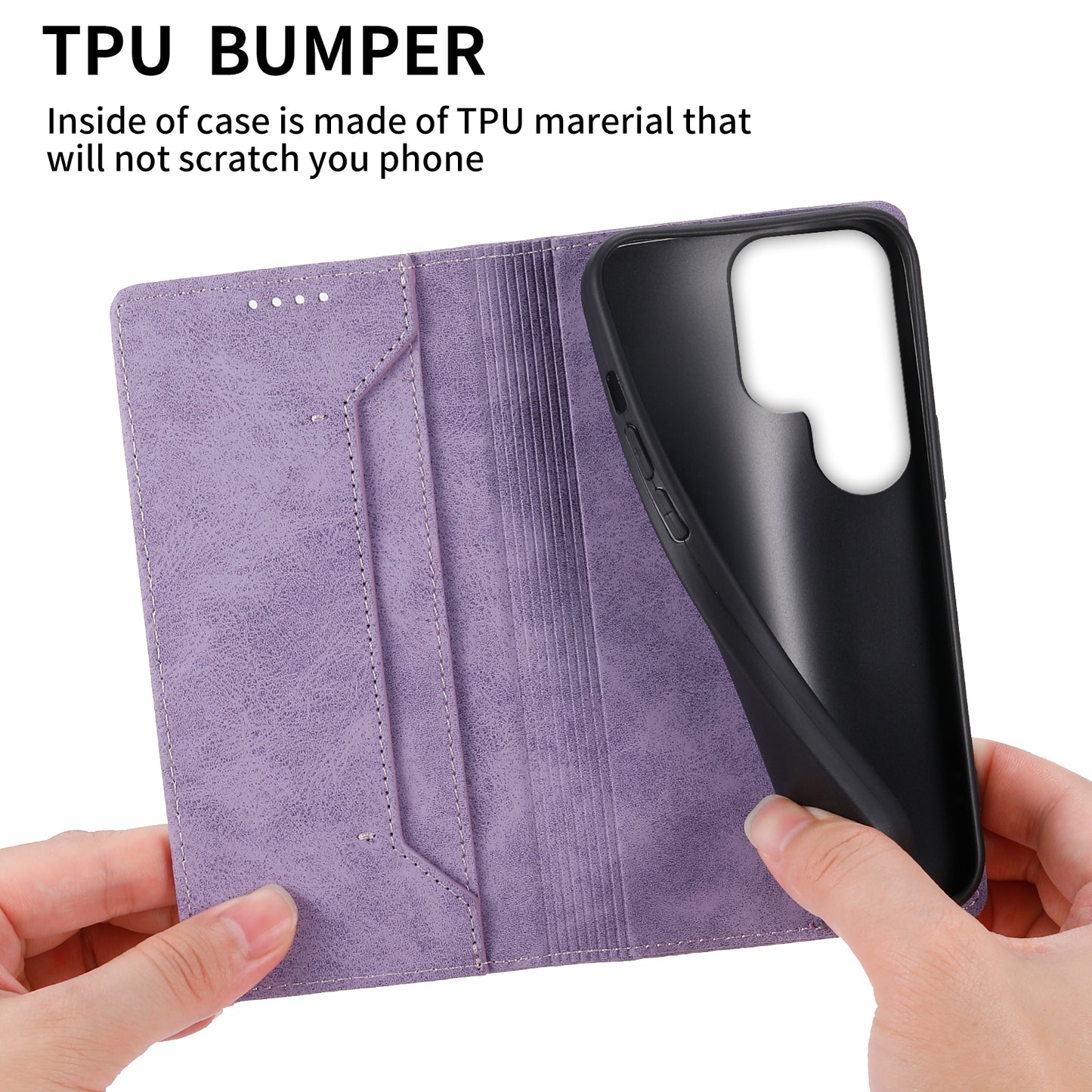 DF-05 Business Phone Case for Samsung Galaxy S23 Ultra , RFID Blocking Wallet PU Leather Stand Cover