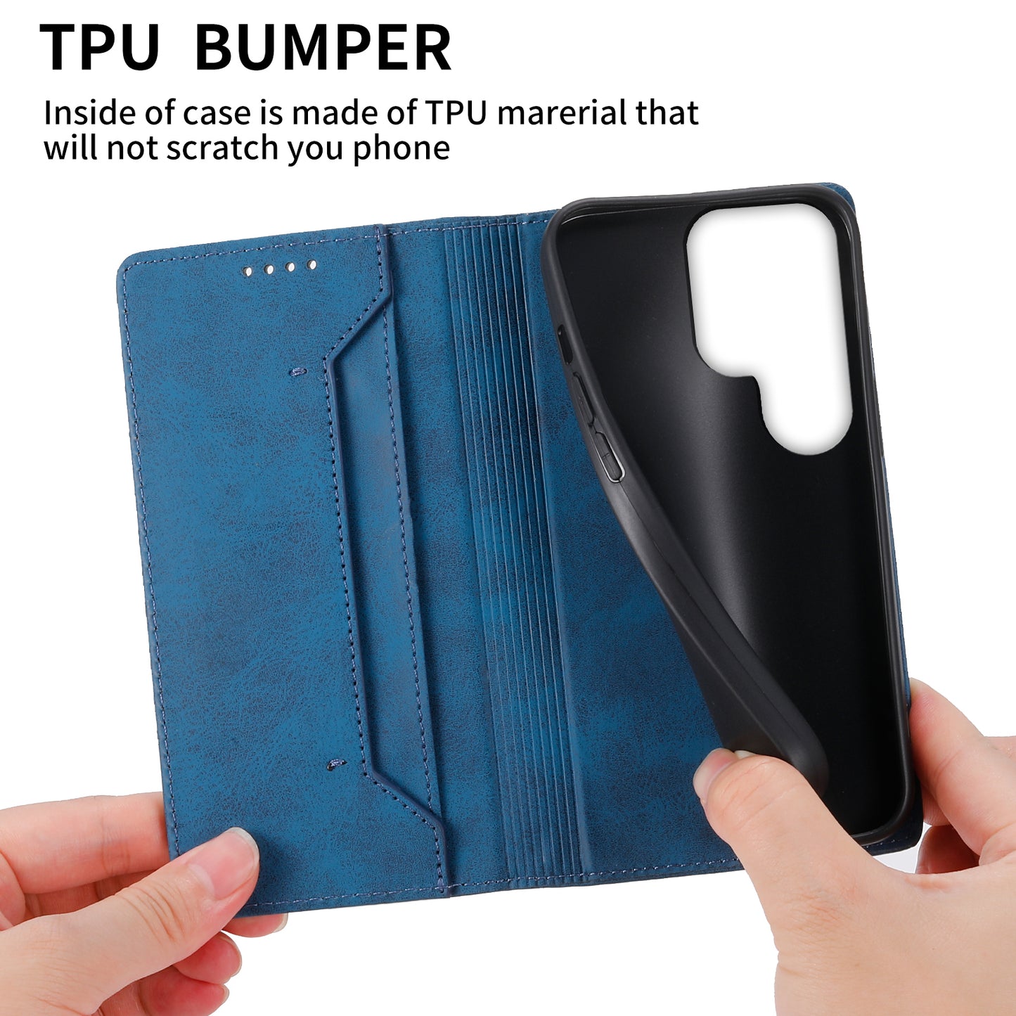 DF-05 Business Phone Case for Samsung Galaxy S23 Ultra , RFID Blocking Wallet PU Leather Stand Cover