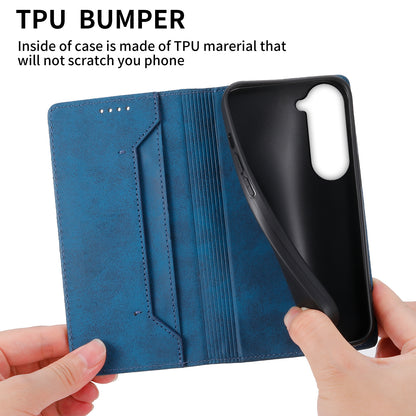 DF-05 Business Phone Case for Samsung Galaxy S23 RFID Blocking Wallet PU Leather Foldable Stand Cover