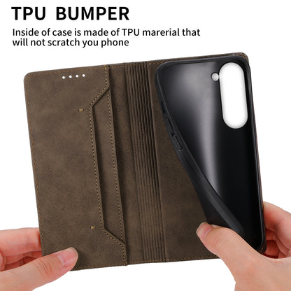 DF-05 Business Flip Case for Samsung Galaxy S23+ , RFID Blocking Wallet PU Leather Stand Phone Cover