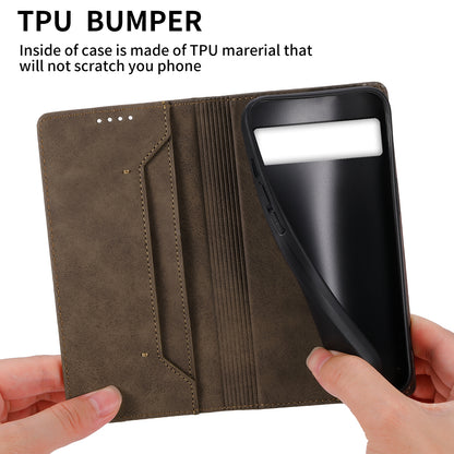 DF-05 For Google Pixel 7a Scratch Proof Solid Color Leather Phone Case RFID Blocking Wallet Stand Cover