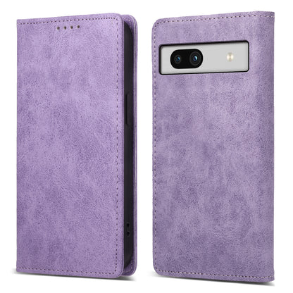 DF-05 For Google Pixel 7a Scratch Proof Solid Color Leather Phone Case RFID Blocking Wallet Stand Cover