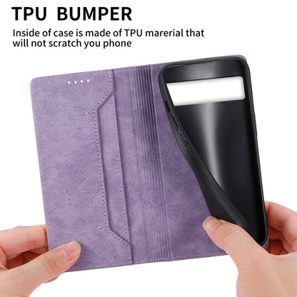 DF-05 For Google Pixel 7a Scratch Proof Solid Color Leather Phone Case RFID Blocking Wallet Stand Cover