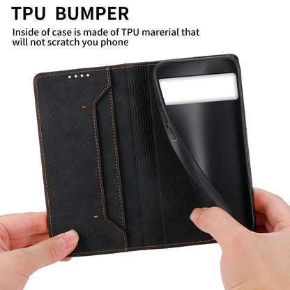 DF-05 For Google Pixel 8 Solid Color Drop-proof Leather Phone Case RFID Blocking Wallet Stand Cover