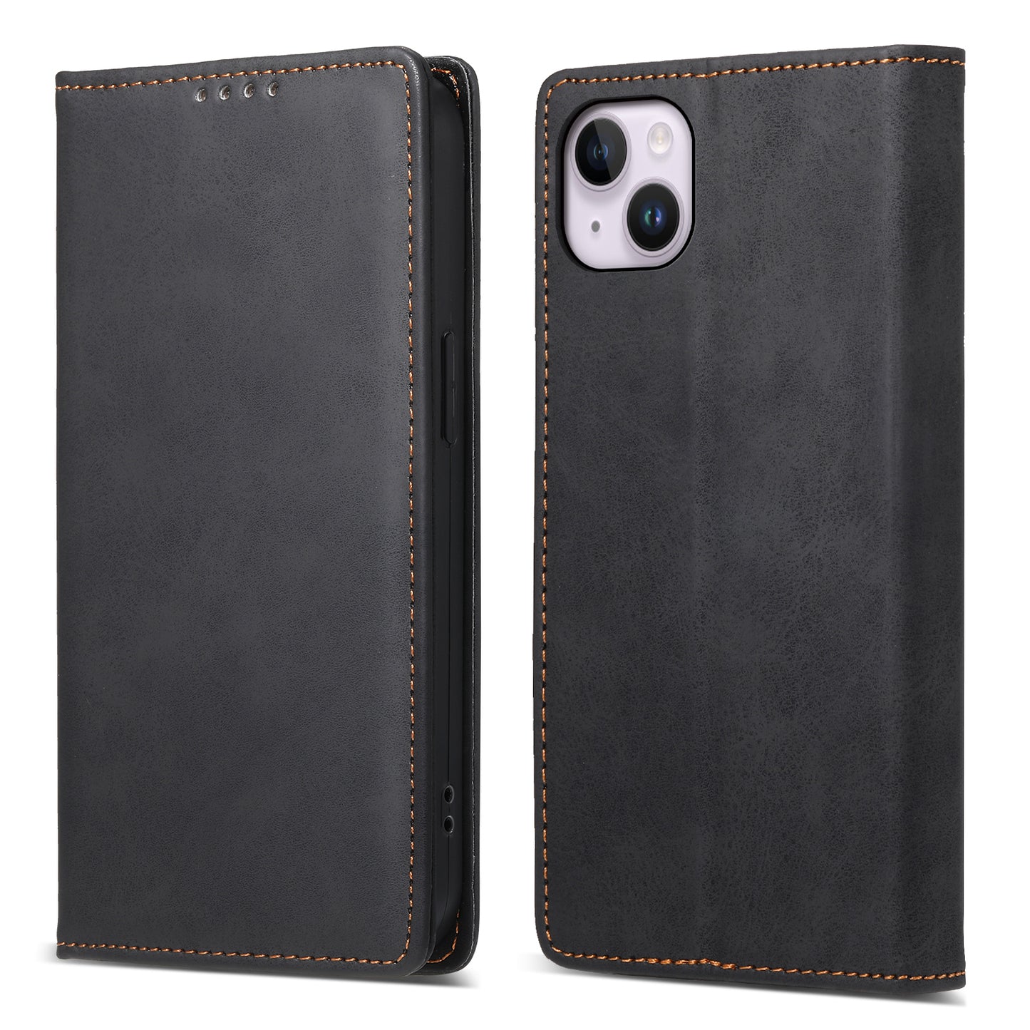 DF-05 For iPhone 14 Plus RFID Blocking Wallet Stand Cover PU Leather Folio Flip Phone Case