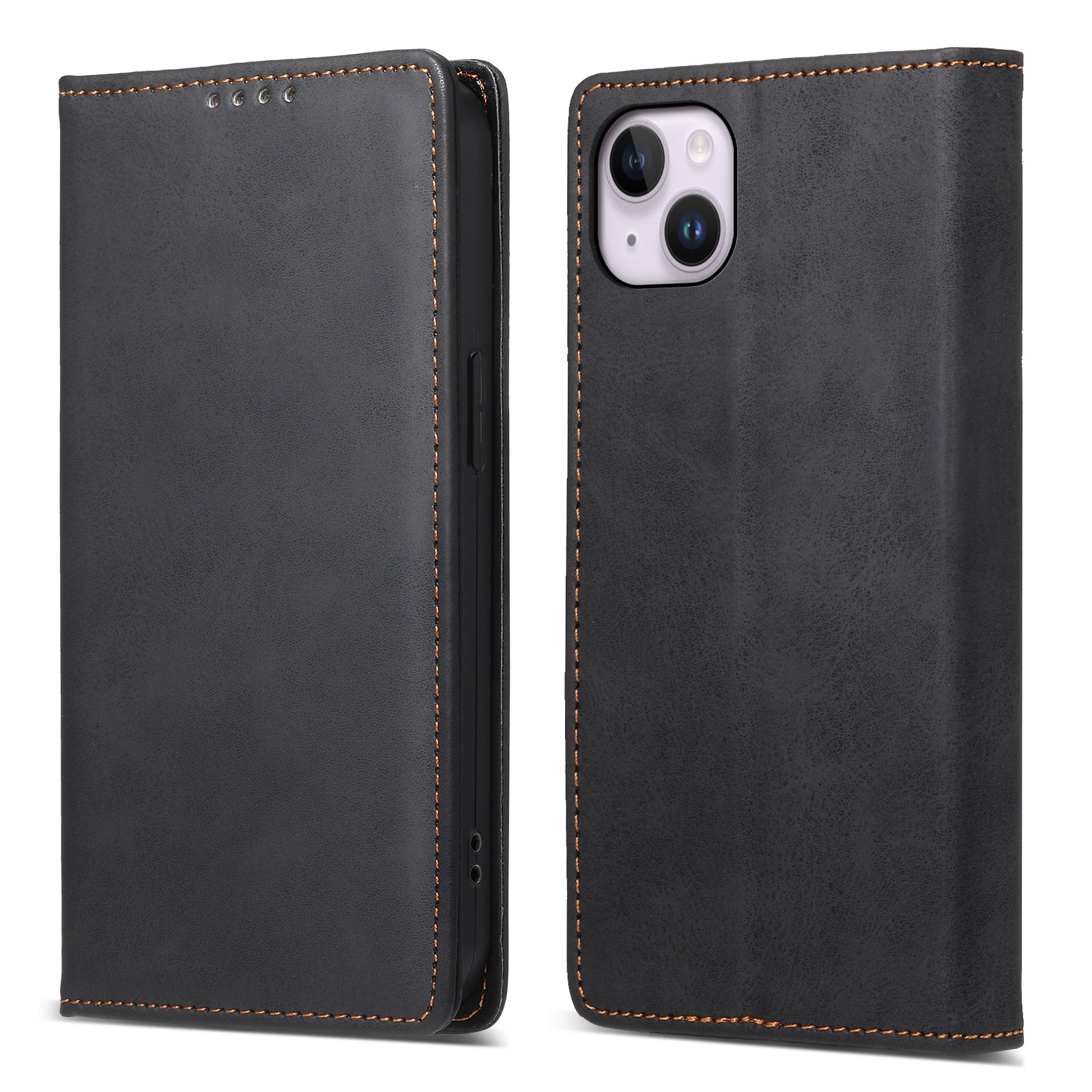 DF-05 For iPhone 14 Plus RFID Blocking Wallet Stand Cover PU Leather Folio Flip Phone Case