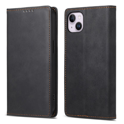 DF-05 For iPhone 14 Plus RFID Blocking Wallet Stand Cover PU Leather Folio Flip Phone Case