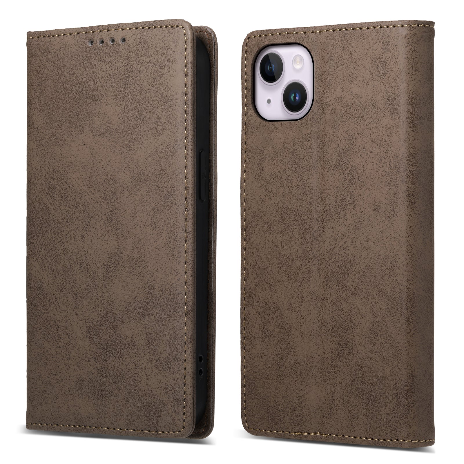 DF-05 For iPhone 14 Plus RFID Blocking Wallet Stand Cover PU Leather Folio Flip Phone Case