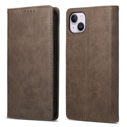 DF-05 For iPhone 14 Plus RFID Blocking Wallet Stand Cover PU Leather Folio Flip Phone Case