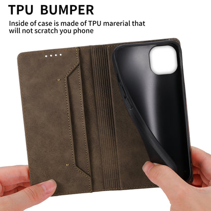 DF-05 For iPhone 14 Plus RFID Blocking Wallet Stand Cover PU Leather Folio Flip Phone Case
