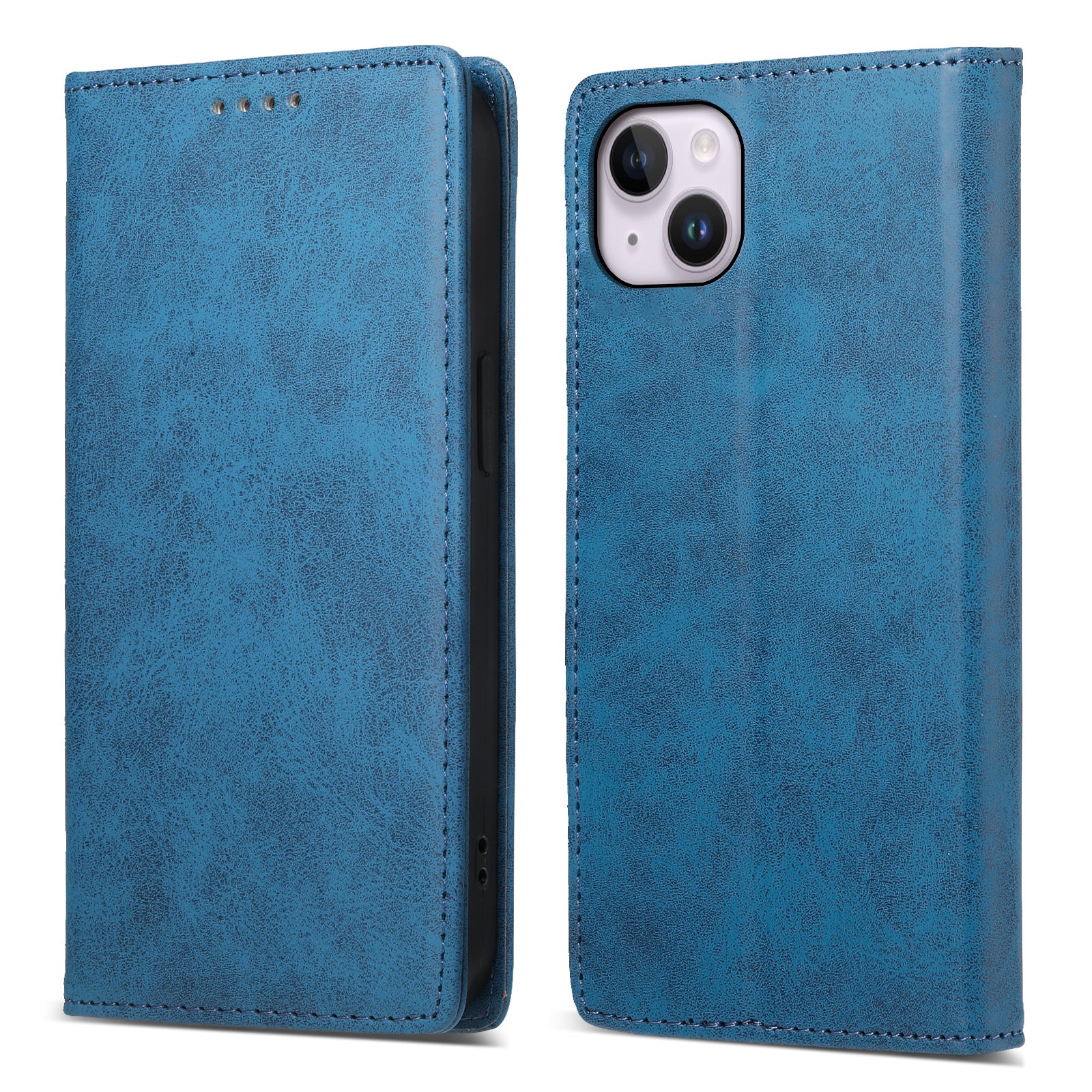 DF-05 For iPhone 14 Plus RFID Blocking Wallet Stand Cover PU Leather Folio Flip Phone Case