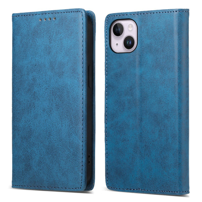 DF-05 For iPhone 14 Plus RFID Blocking Wallet Stand Cover PU Leather Folio Flip Phone Case