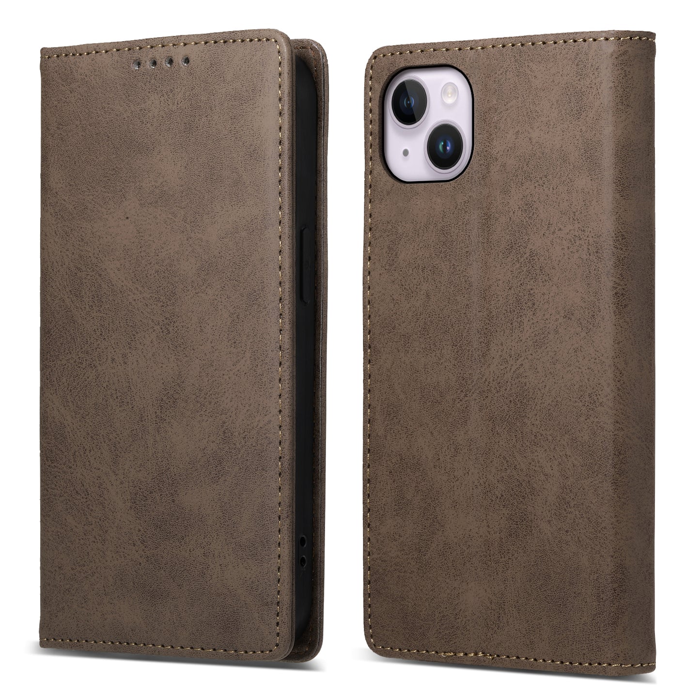 DF-05 For iPhone 14 RFID Blocking Wallet Stand Anti-collision Cover PU Leather Phone Case