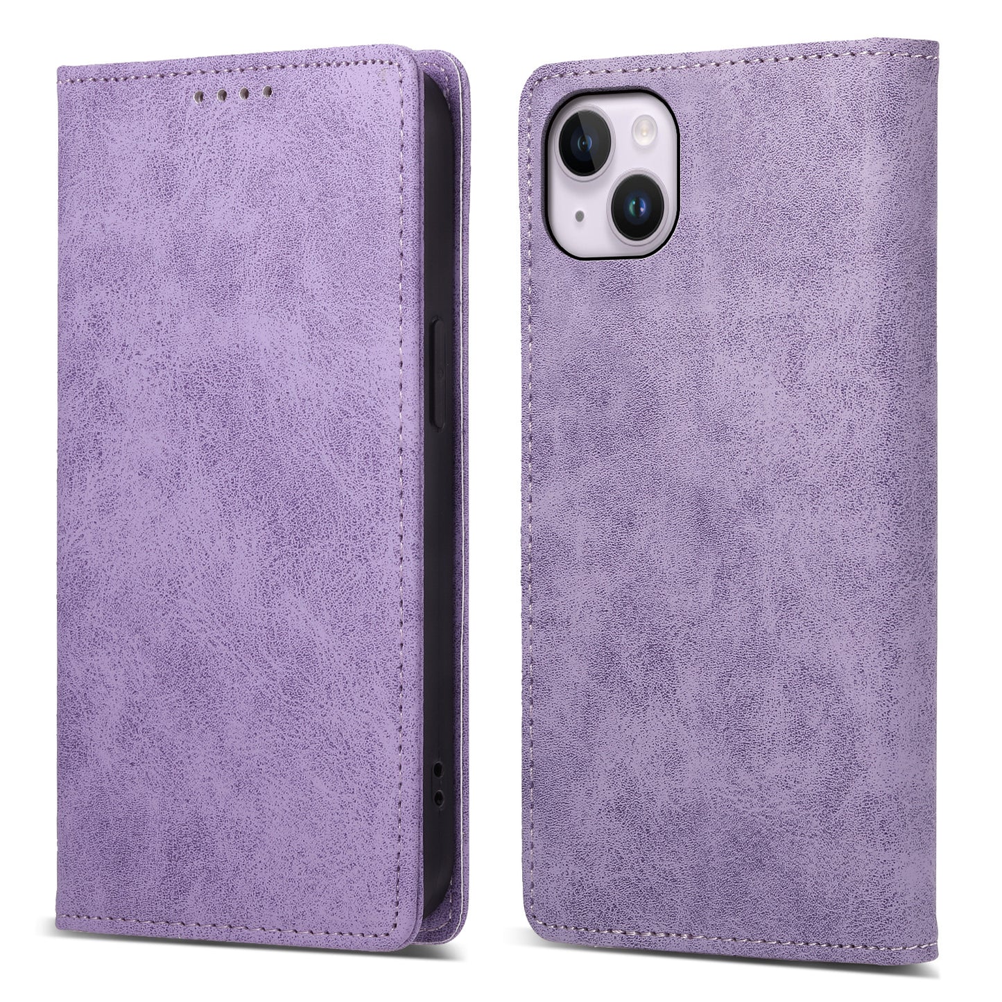 DF-05 For iPhone 14 RFID Blocking Wallet Stand Anti-collision Cover PU Leather Phone Case