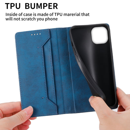 DF-05 For iPhone 14 RFID Blocking Wallet Stand Anti-collision Cover PU Leather Phone Case
