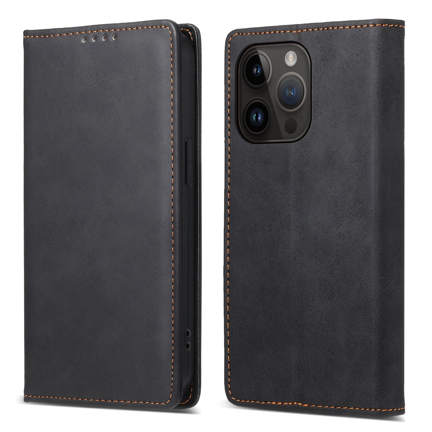 DF-05 For iPhone 14 Pro Leather Phone Case Protector Cover RFID Blocking Wallet Stand Shell