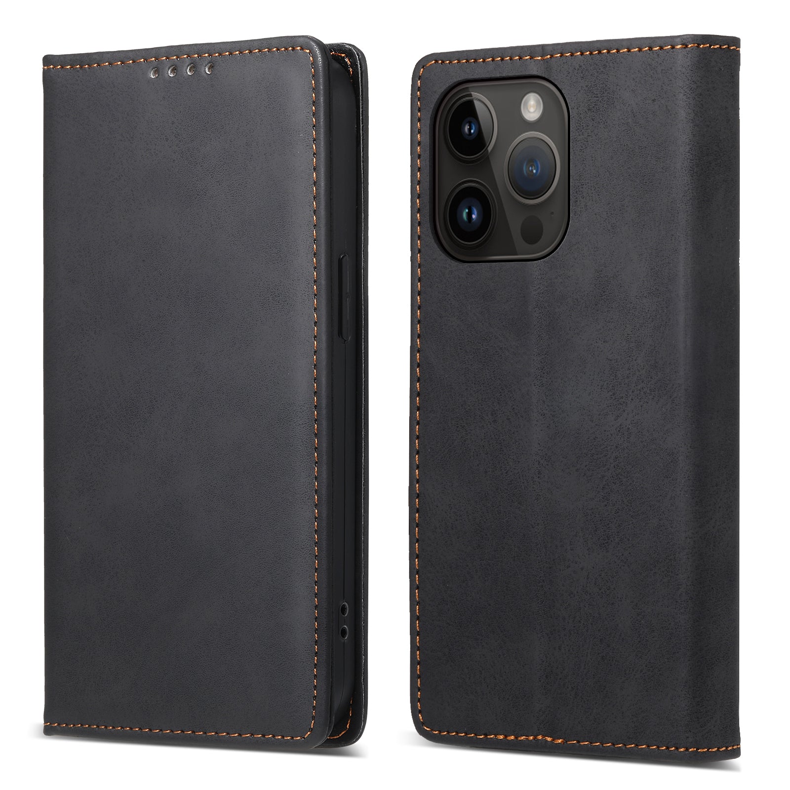 DF-05 For iPhone 14 Pro Leather Phone Case Protector Cover RFID Blocking Wallet Stand Shell