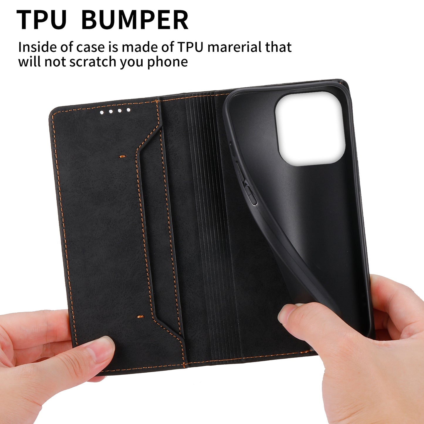 DF-05 For iPhone 14 Pro Leather Phone Case Protector Cover RFID Blocking Wallet Stand Shell