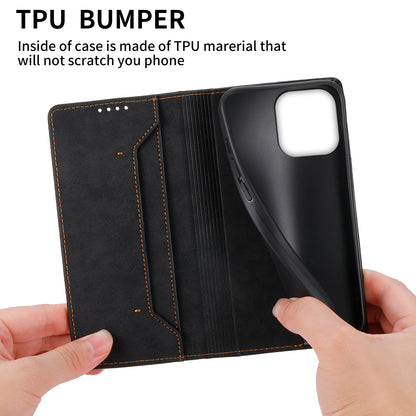 DF-05 for iPhone 14 Pro Max RFID Blocking Phone Case PU Leather Wallet Stand Business Cover