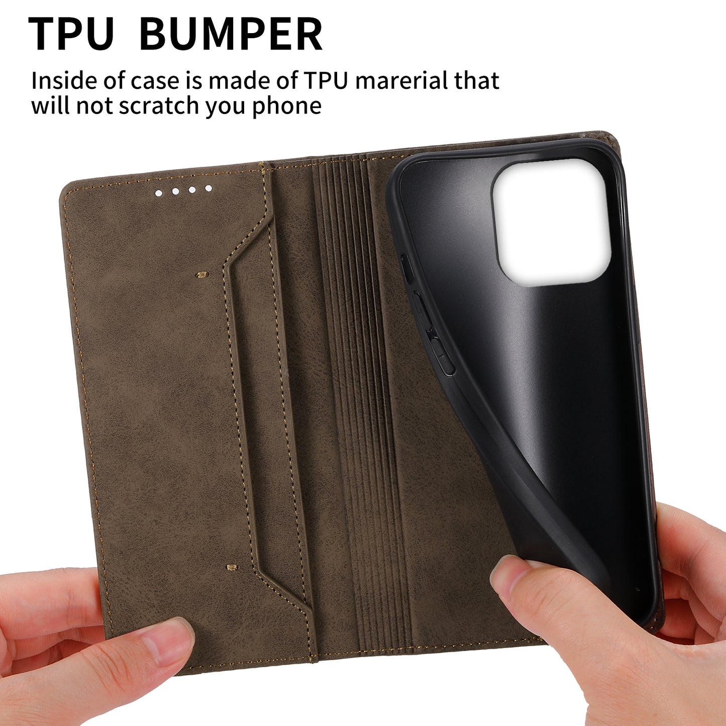 DF-05 for iPhone 14 Pro Max RFID Blocking Phone Case PU Leather Wallet Stand Business Cover