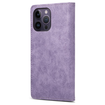 DF-05 for iPhone 14 Pro Max RFID Blocking Phone Case PU Leather Wallet Stand Business Cover