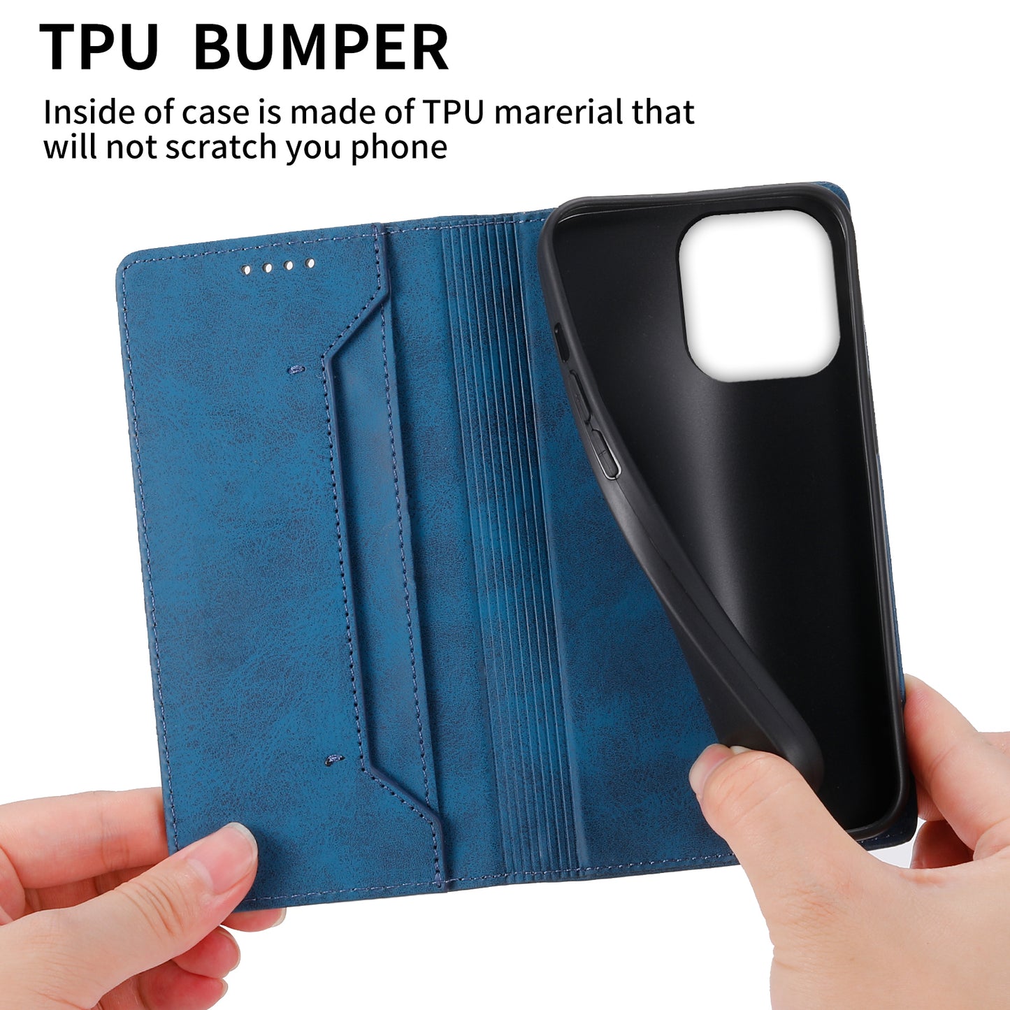 DF-05 for iPhone 14 Pro Max RFID Blocking Phone Case PU Leather Wallet Stand Business Cover
