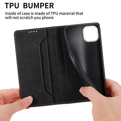DF-05 RFID Blocking Wallet Case for iPhone 13 PU Leather Stand Flip Business Phone Cover