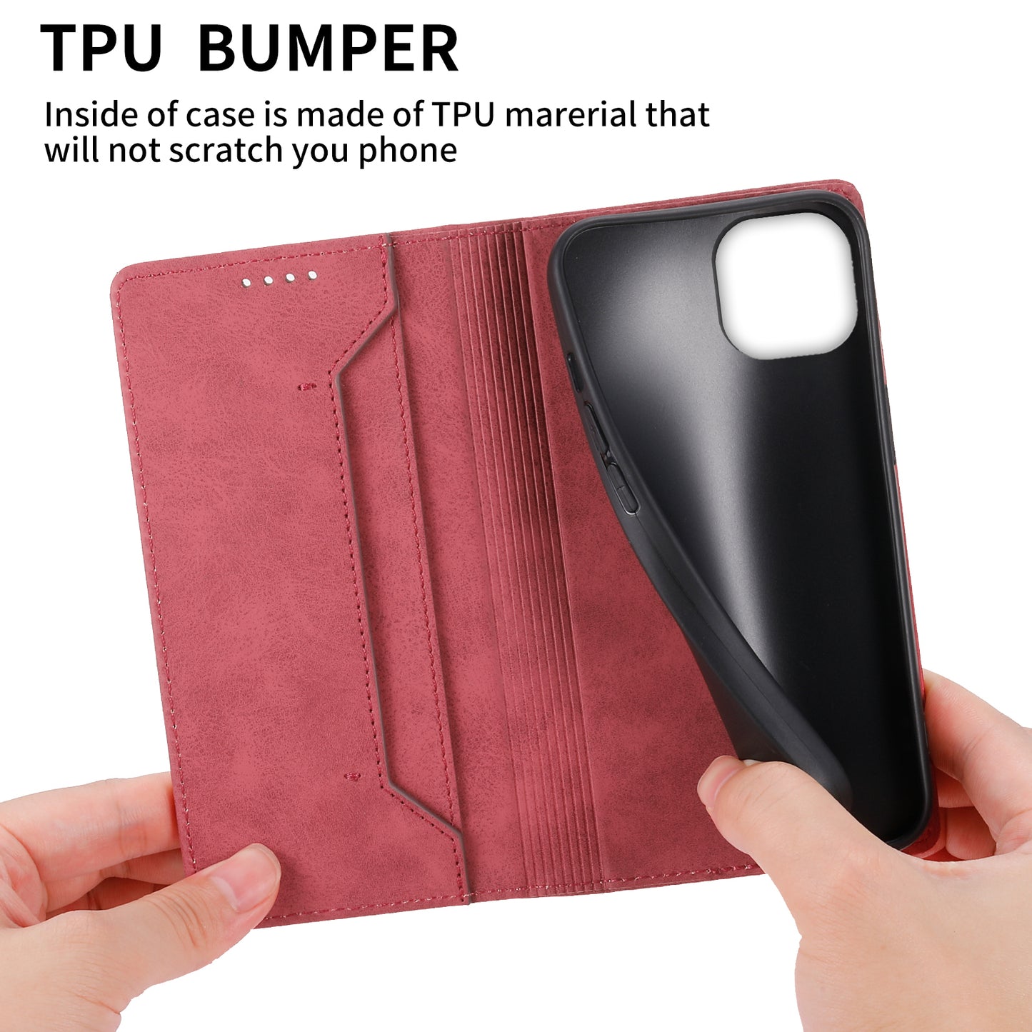 DF-05 RFID Blocking Wallet Case for iPhone 13 PU Leather Stand Flip Business Phone Cover