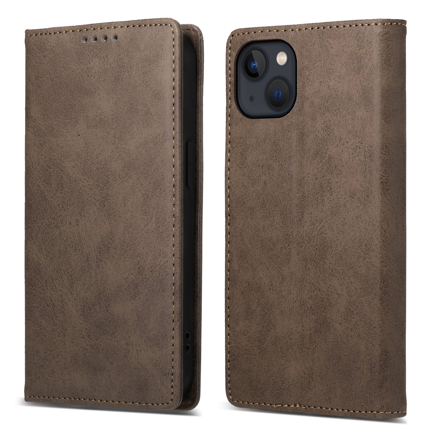 DF-05 RFID Blocking Wallet Case for iPhone 13 PU Leather Stand Flip Business Phone Cover