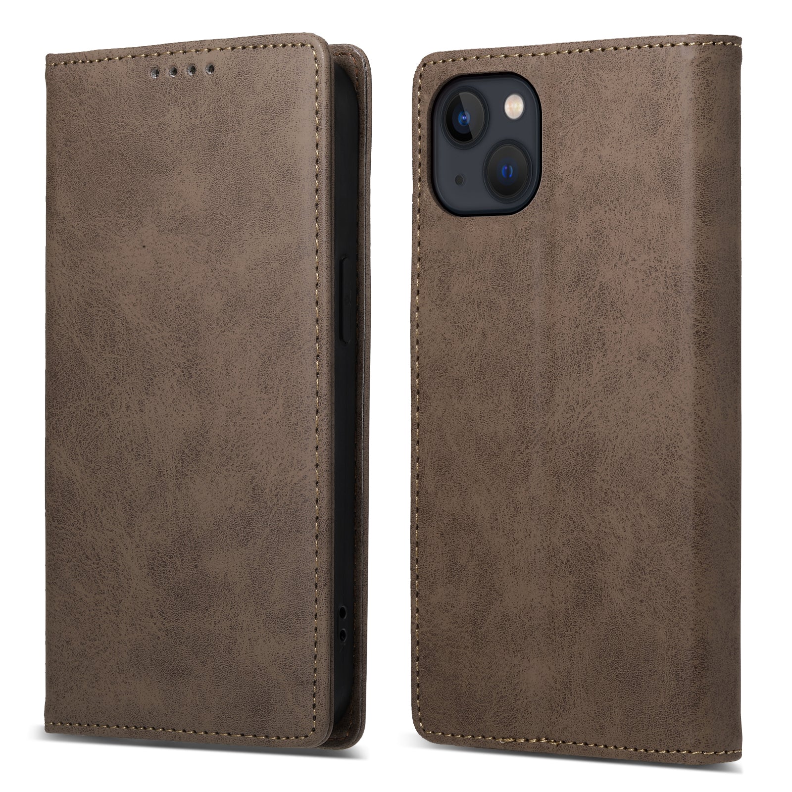 DF-05 RFID Blocking Wallet Case for iPhone 13 PU Leather Stand Flip Business Phone Cover