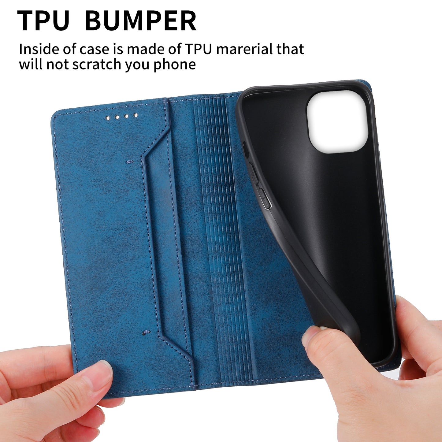 DF-05 RFID Blocking Wallet Case for iPhone 13 PU Leather Stand Flip Business Phone Cover