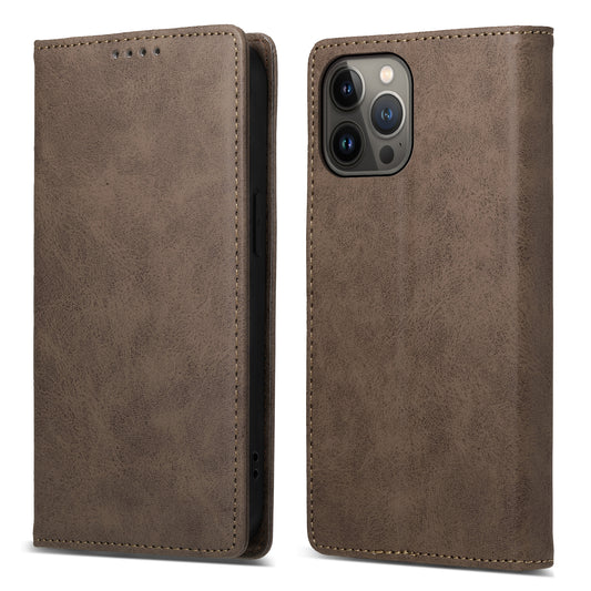 DF-05 Business Wallet Case for iPhone 13 Pro PU Leather RFID Blocking Stand Phone Cover