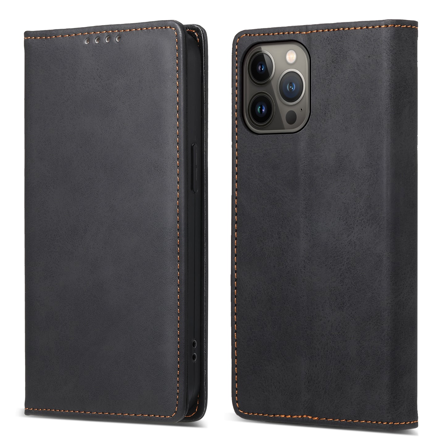 DF-05 Business Wallet Case for iPhone 13 Pro PU Leather RFID Blocking Stand Phone Cover