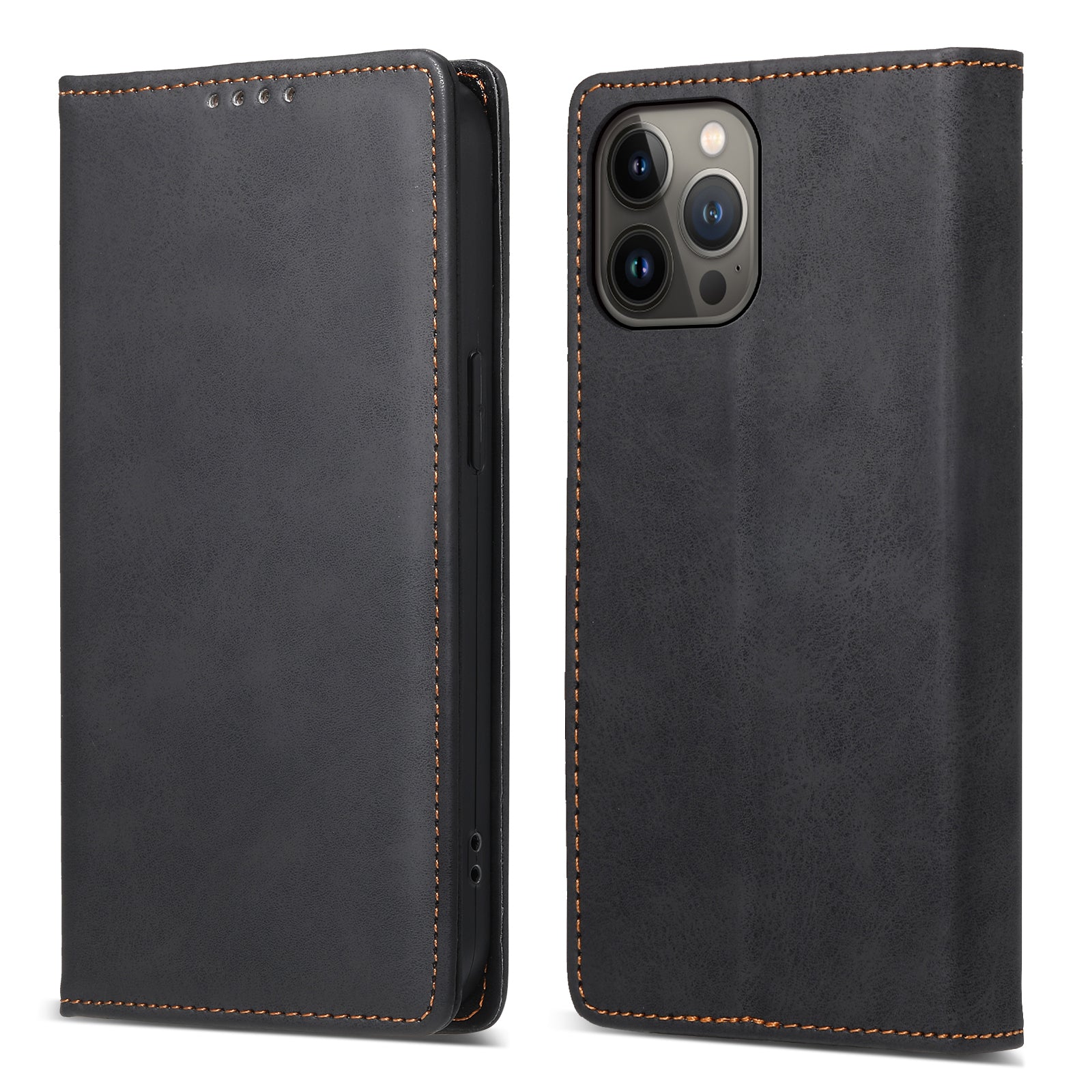 DF-05 Business Wallet Case for iPhone 13 Pro PU Leather RFID Blocking Stand Phone Cover