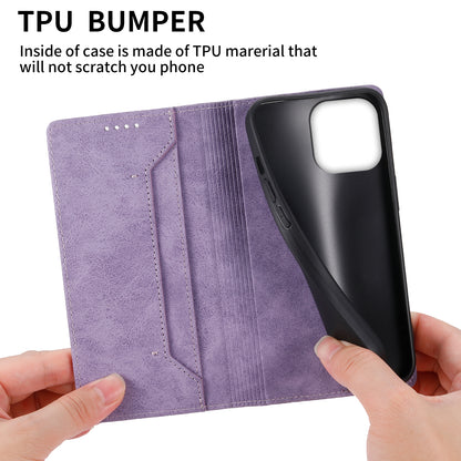 DF-05 Business Wallet Case for iPhone 13 Pro PU Leather RFID Blocking Stand Phone Cover