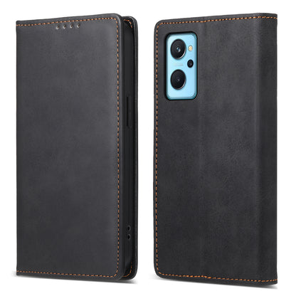 DF-05 For Realme 9i 4G / Oppo A76 / A36 Anti-Fingerprint Phone Cover RFID Blocking Wallet PU Leather Stand Case