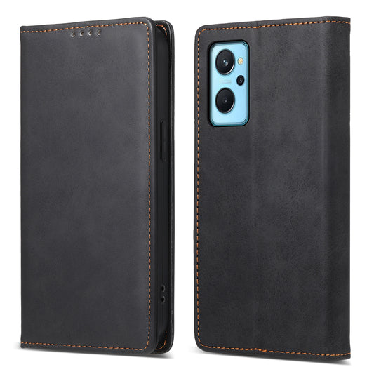 DF-05 For Realme 9i 4G / Oppo A76 / A36 Anti-Fingerprint Phone Cover RFID Blocking Wallet PU Leather Stand Case