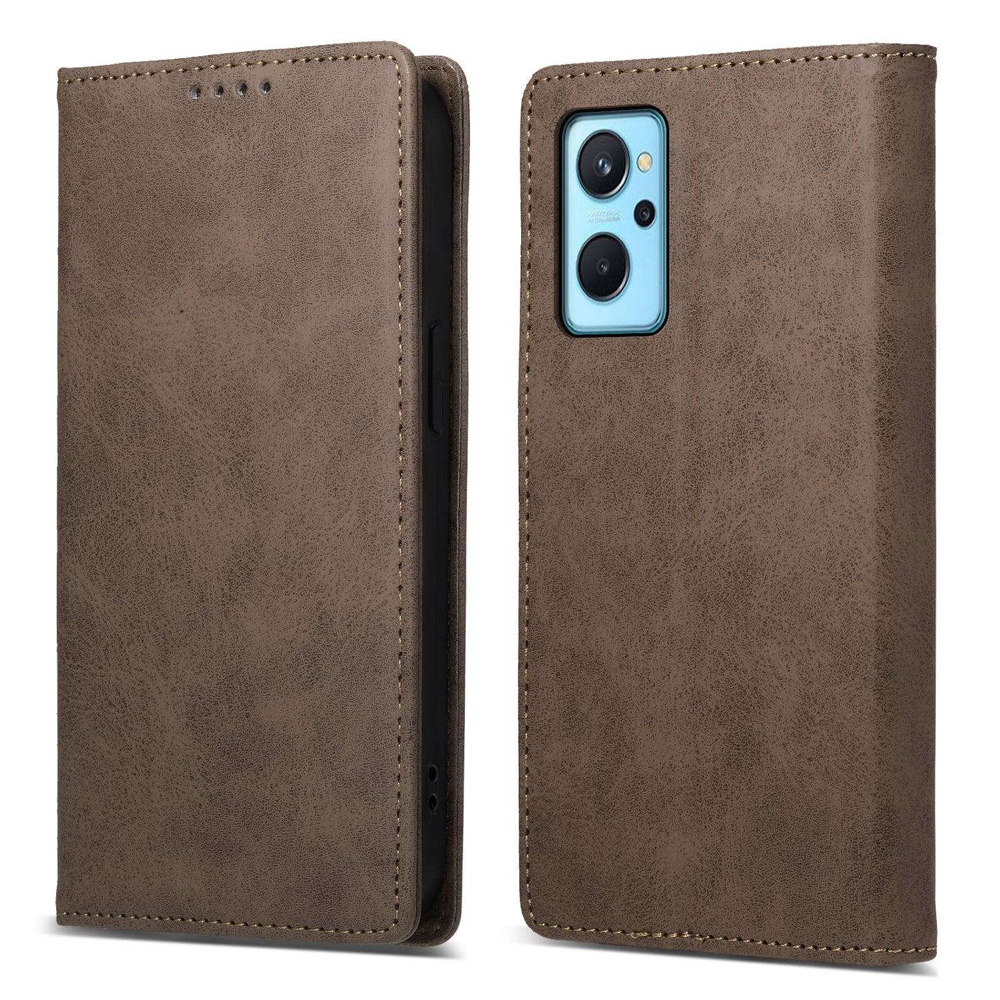 DF-05 For Realme 9i 4G / Oppo A76 / A36 Anti-Fingerprint Phone Cover RFID Blocking Wallet PU Leather Stand Case