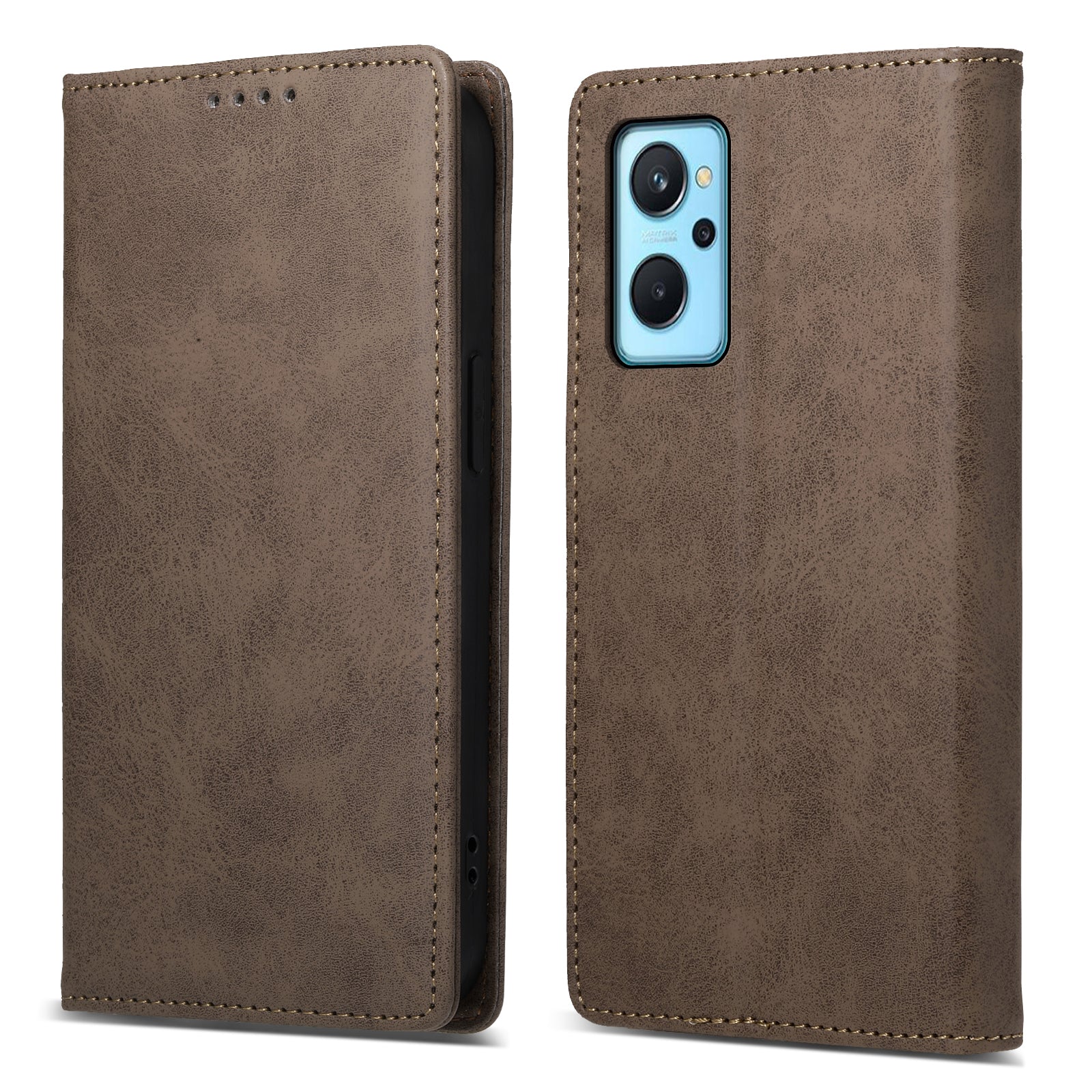 DF-05 For Realme 9i 4G / Oppo A76 / A36 Anti-Fingerprint Phone Cover RFID Blocking Wallet PU Leather Stand Case